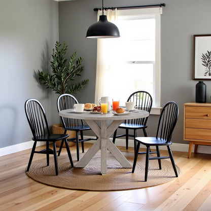 Gray Round Dining Table, 48 Inch Dining Table for Kitchen or Dining Room