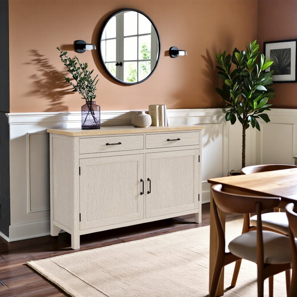 Buffet Cabinet with Storage – Beige Sideboard and Coffee Bar Cabinet