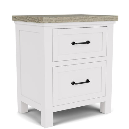 Wood Nightstand with 2 Drawers – Beige End Table Bedroom Accent Storage