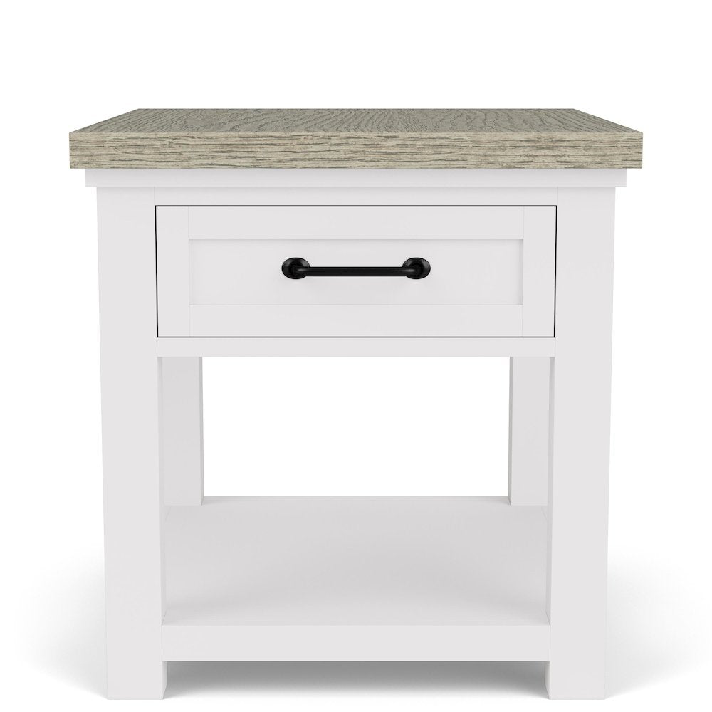 Beige Farmhouse End Table Living Room Sofa Side Table Wood Furniture