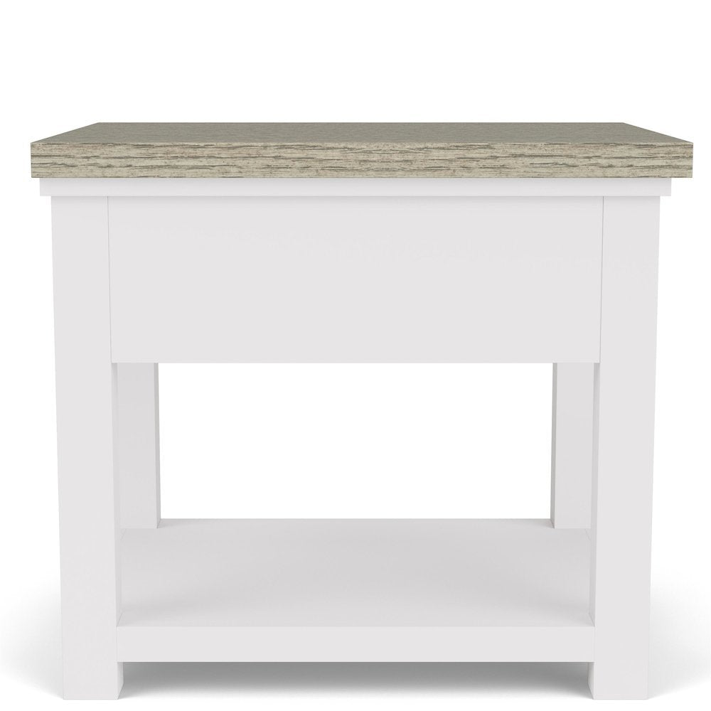 Beige Farmhouse End Table Living Room Sofa Side Table Wood Furniture
