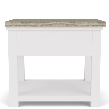 Beige Farmhouse End Table Living Room Sofa Side Table Wood Furniture