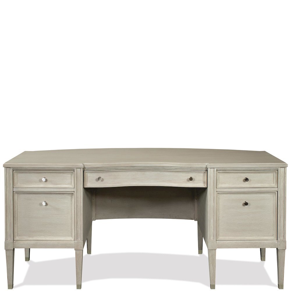Executive Wood Desk with 5 Drawers – Traditional Office Desk in Brown Finish