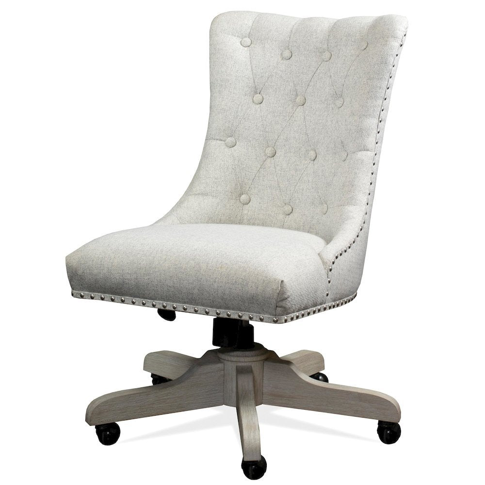 Brown Upholstered Swivel Chair – Armless Desk Chair for Office Work
