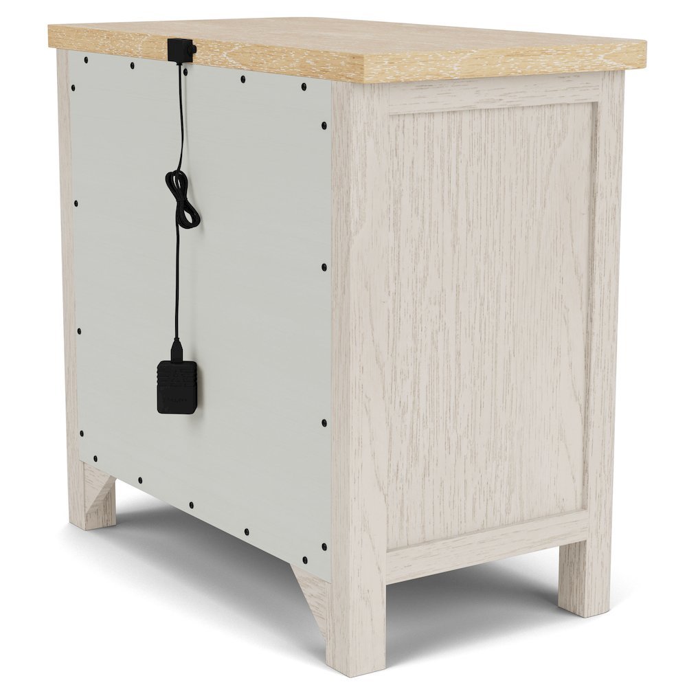 Wood Nightstand with 2 Drawers – Beige End Table Bedroom Accent Storage