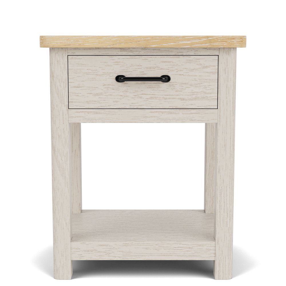Wood Nightstand with Drawer – Beige End Table Bedroom Accent Storage