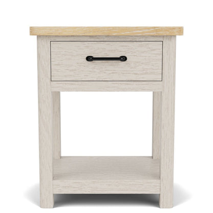 Wood Nightstand with Drawer – Beige End Table Bedroom Accent Storage