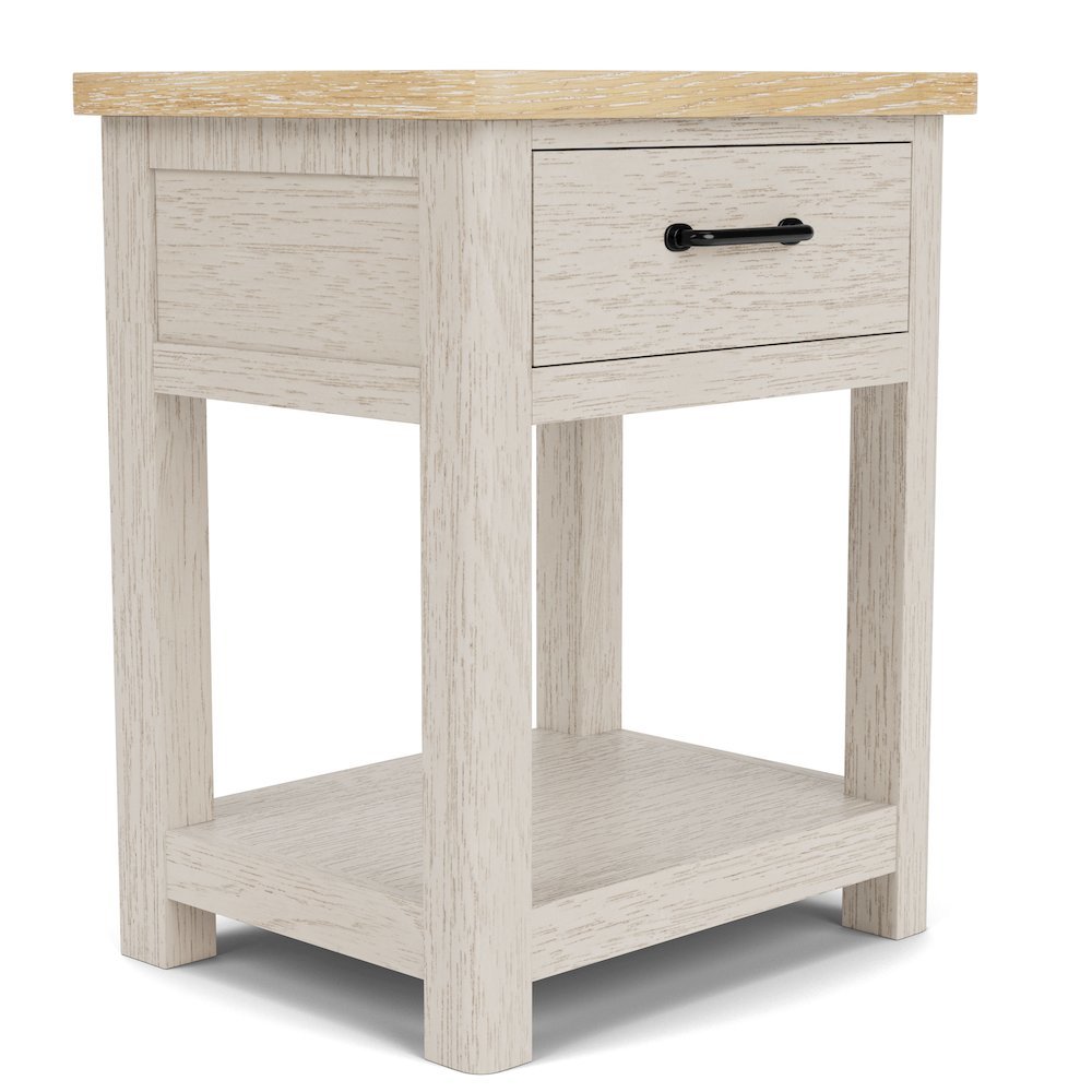 Wood Nightstand with Drawer – Beige End Table Bedroom Accent Storage