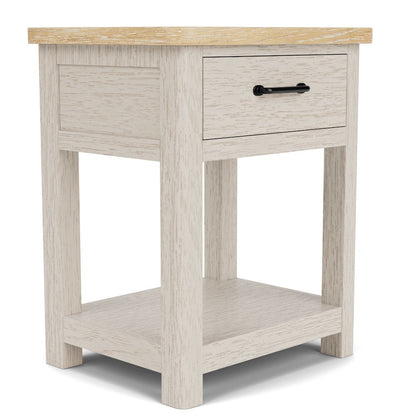 Wood Nightstand with Drawer – Beige End Table Bedroom Accent Storage