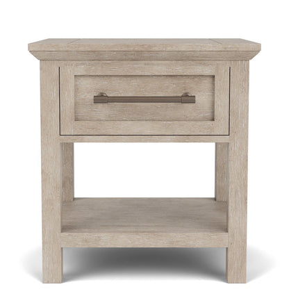 Solid Wood Gray Nightstand – 26 Inch High End Table with Drawer