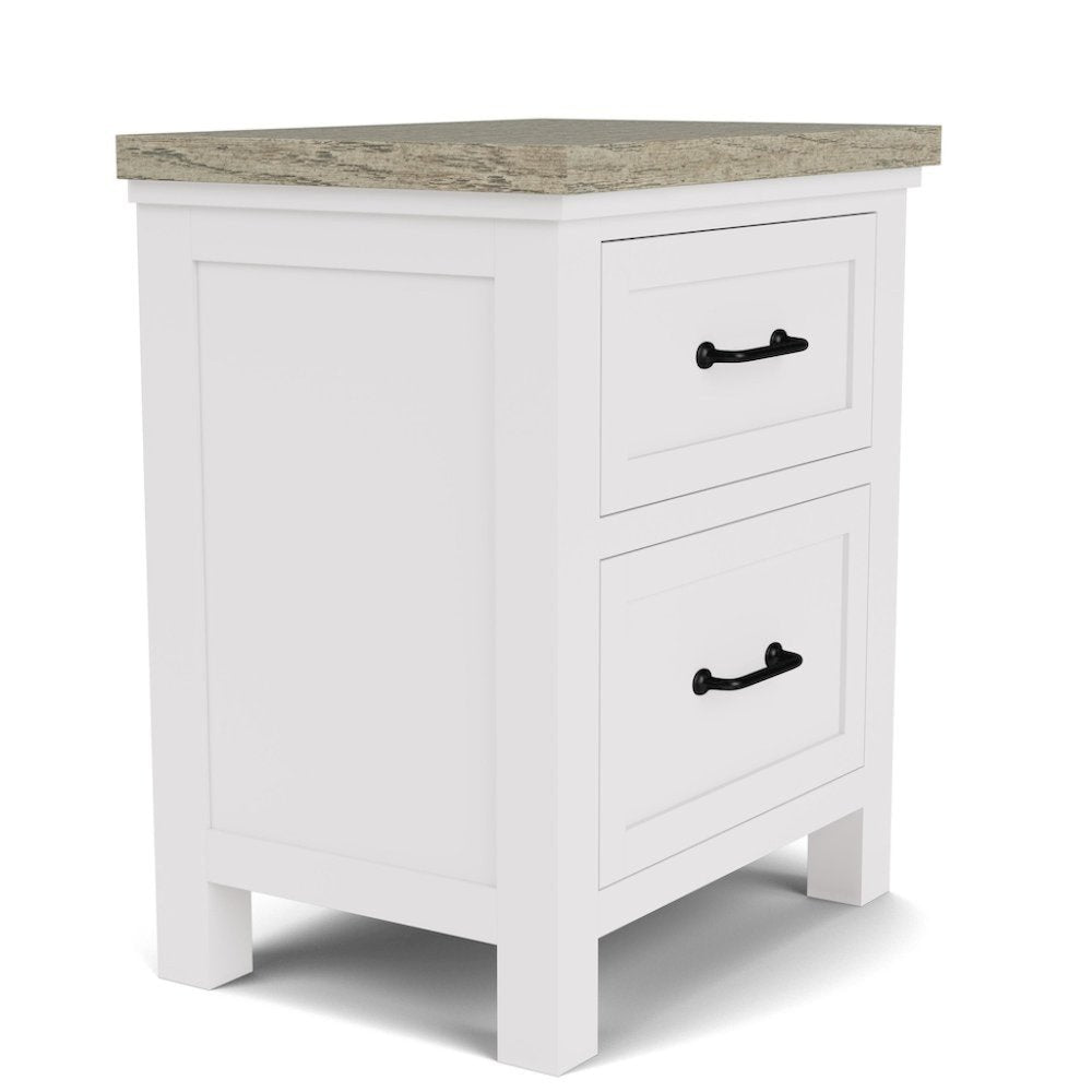 Wood Nightstand with 2 Drawers – Beige End Table Bedroom Accent Storage