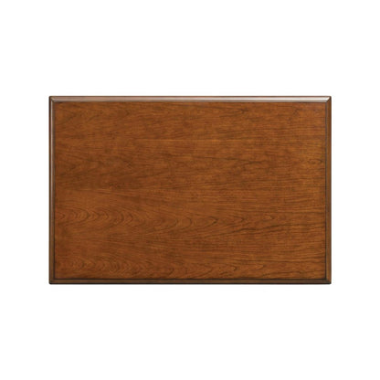 Brown Poplar Cherry Veneer Table, 2-Drawer Storage, Fixed Lower Shelf