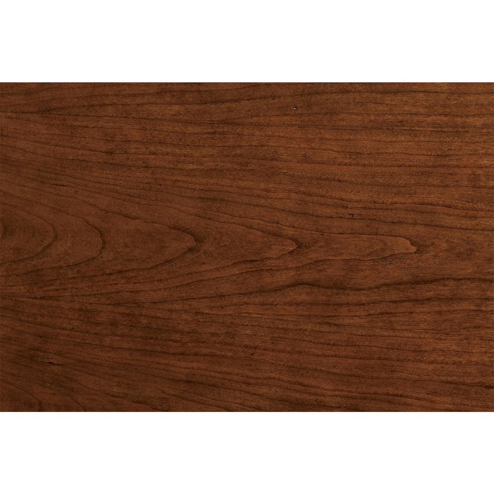 Brown Poplar Cherry Veneer Table, 2-Drawer Storage, Fixed Lower Shelf