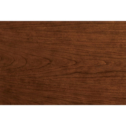 Brown Poplar Cherry Veneer Table, 2-Drawer Storage, Fixed Lower Shelf
