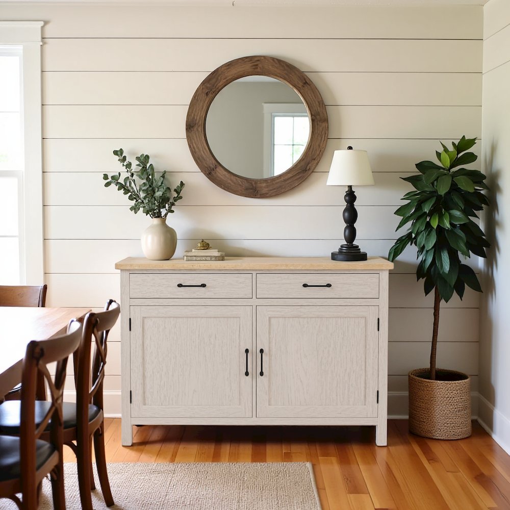 Buffet Cabinet with Storage – Beige Sideboard and Coffee Bar Cabinet