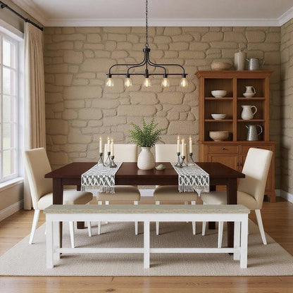 Beige Upholstered Dining Bench – Elegant Bedroom or Bed Bench Option