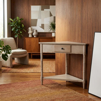Corner Table with Storage Drawer in Modern Design for Compact Living