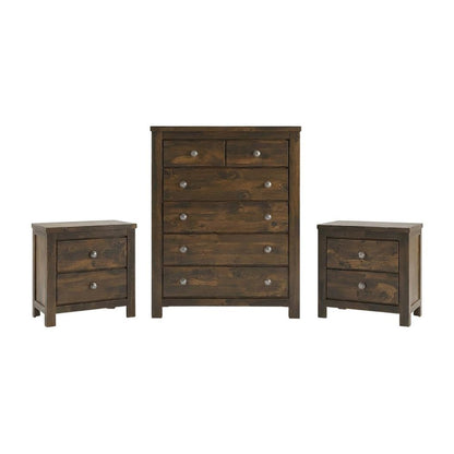 Blue Ridge 3-Piece Wood Chest with 2 Nightstands in Gray