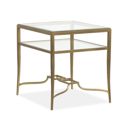 Lorena Burnished Brass Rectangular End Table