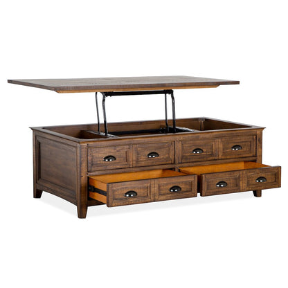 Bay Creek Toasted Nutmeg Lift Top Storage Cocktail Table With Casters
