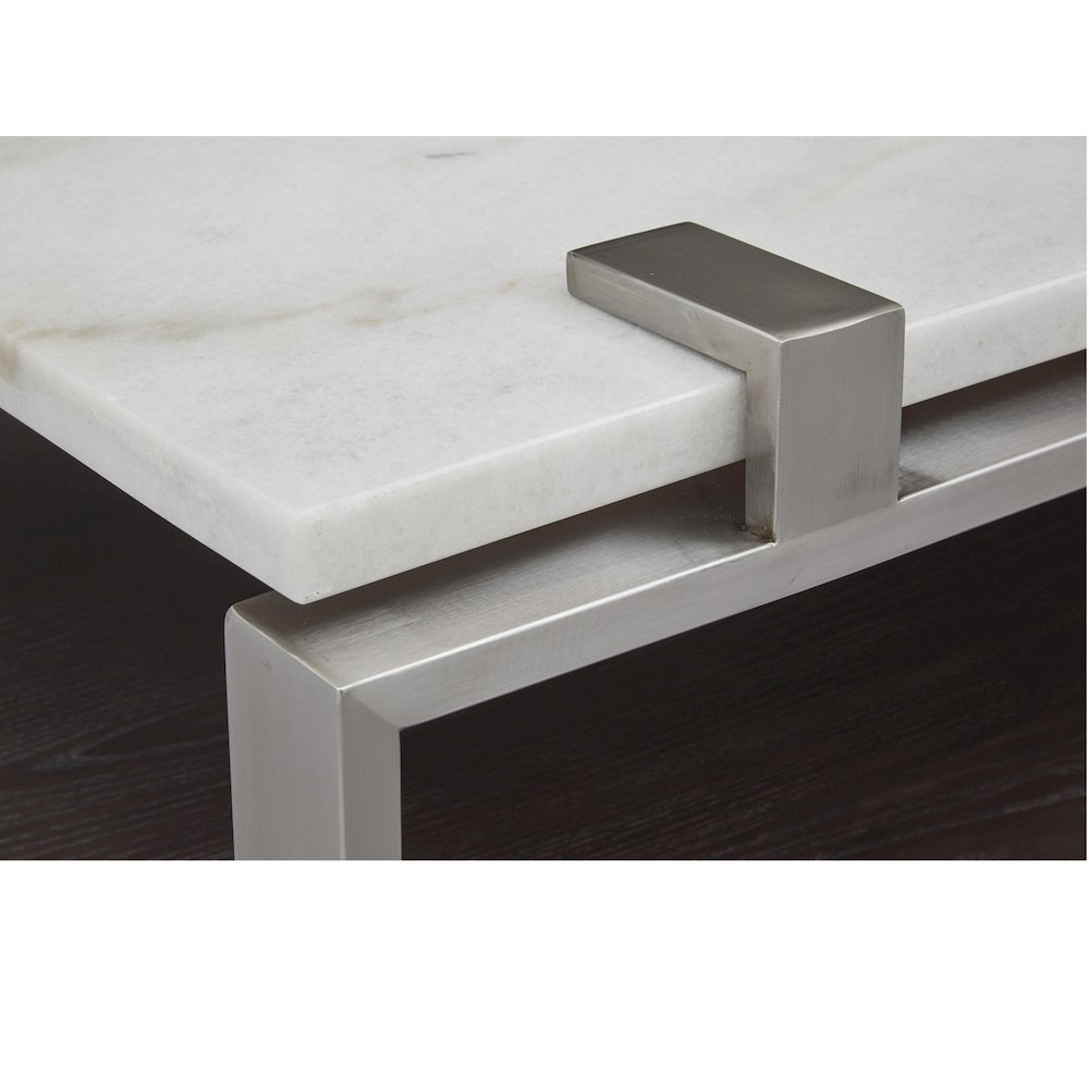 Pearl White And Roasted Almond And Brushed Platinum Rectangular Sofa Table