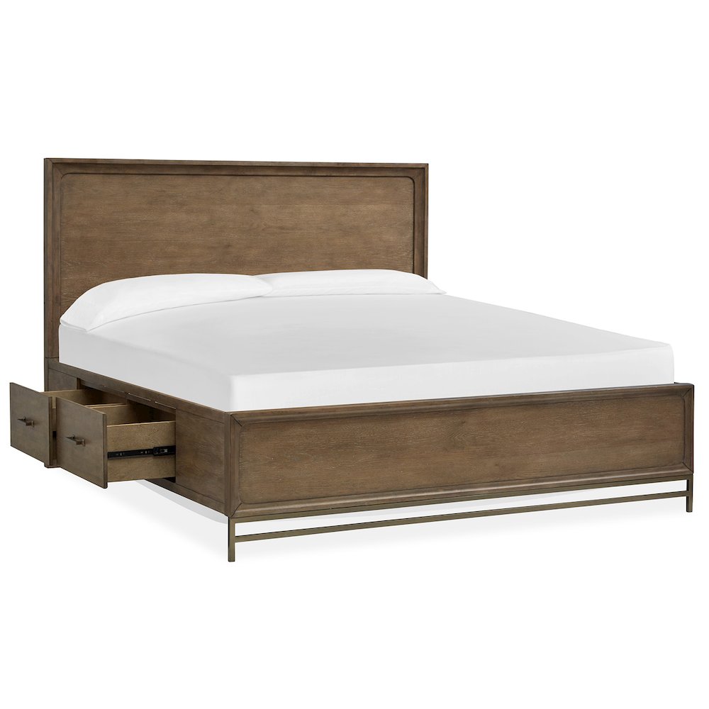 Lindon Belgian Wheat And Coffee Bean Queen Panel Storage Bed
