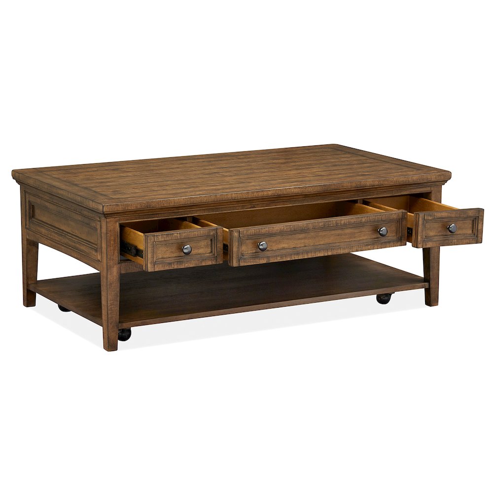 Bay Creek Toasted Nutmeg Rectangular Cocktail Table With Casters