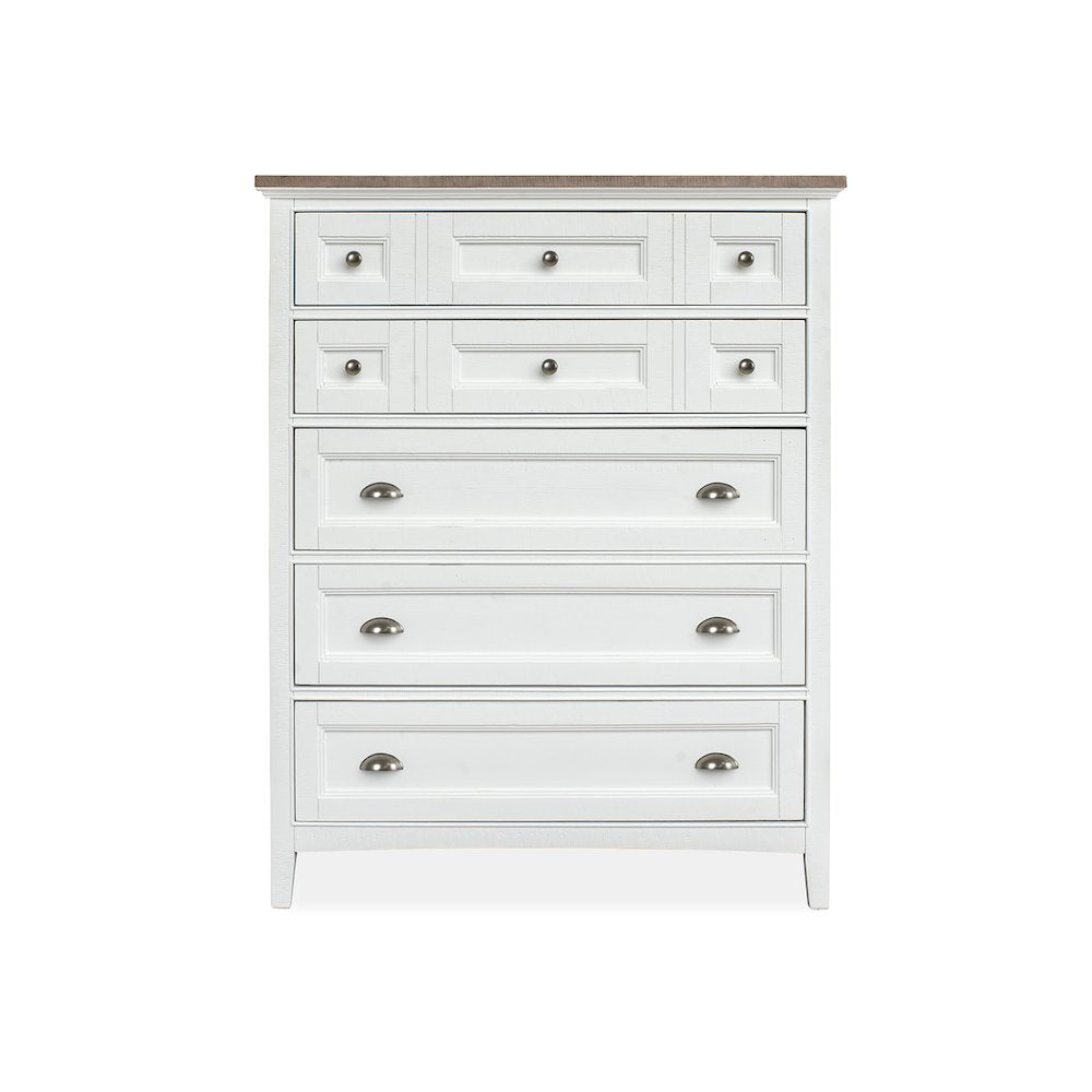 Heron Cove Chalk White And Dovetail Grey 2 Tone Drawer Chest