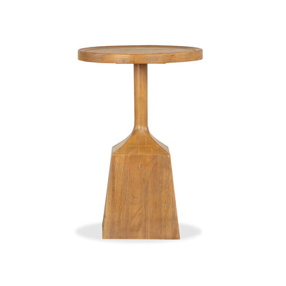 Lindon Belgian Wheat Round Pedestal Accent End Table