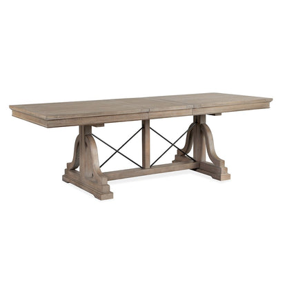 Paxton Place Dovetail Grey Extendable Trestle Dining Table
