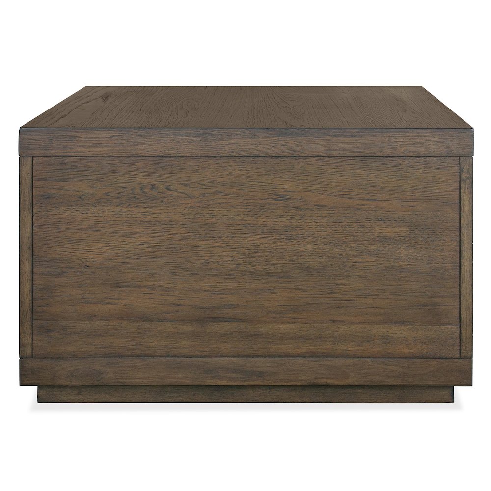 Merrick Homestead Brown And Clear Glass Rectangular Cocktail Table With Casters
