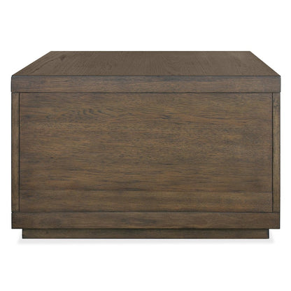 Merrick Homestead Brown And Clear Glass Rectangular Cocktail Table With Casters