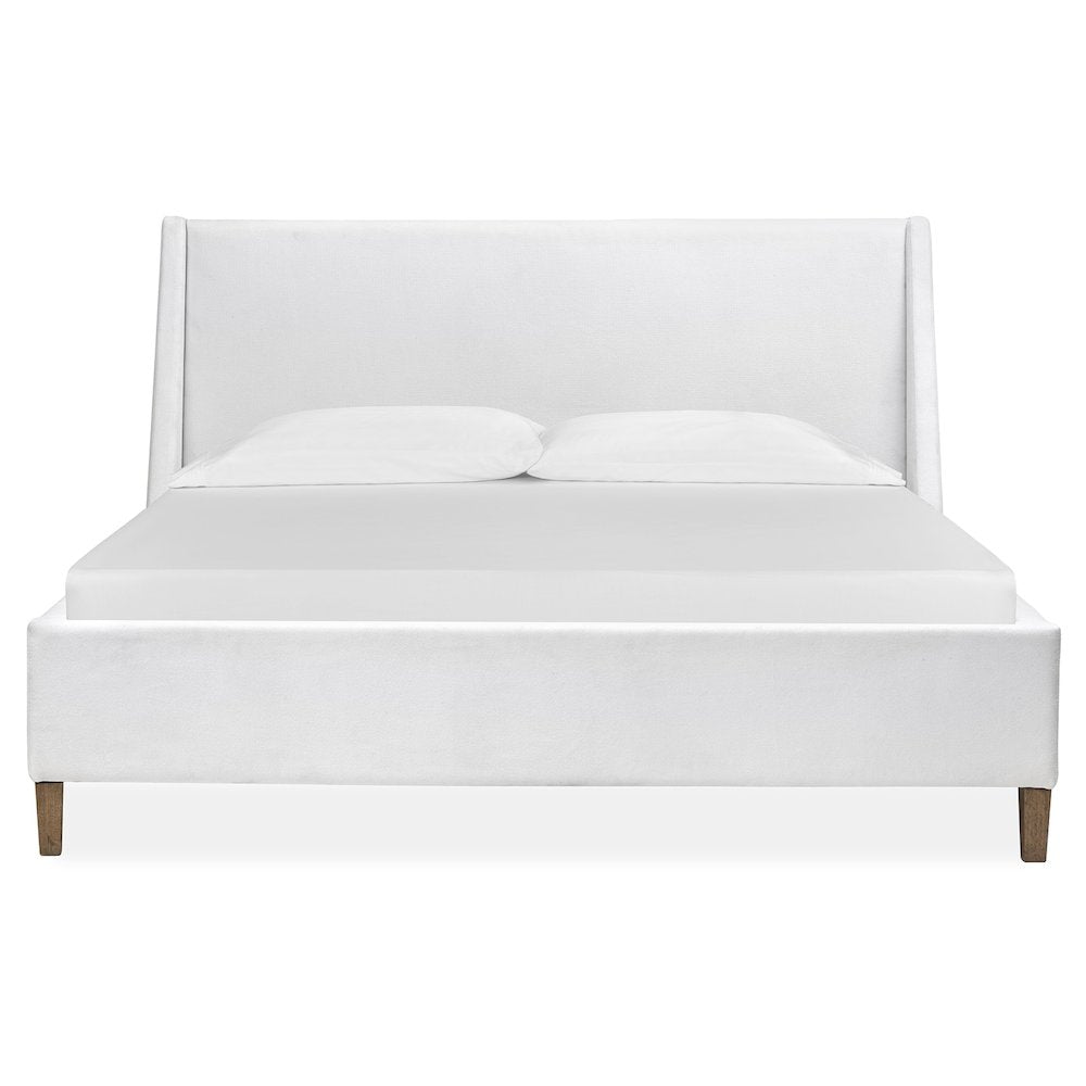 Lindon Belgian Wheat And Coffee Bean Queen White Upholstered Island Bed