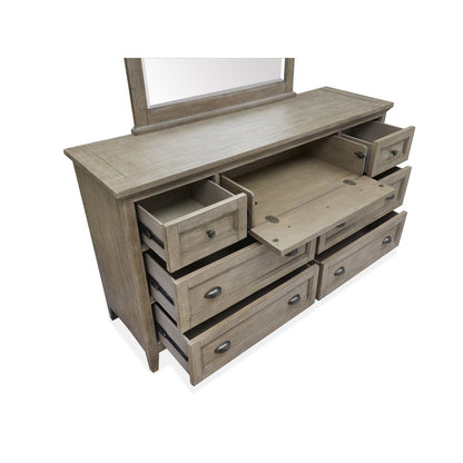 Paxton Place Dovetail Grey Drawer Dresser With Landscape Mirror