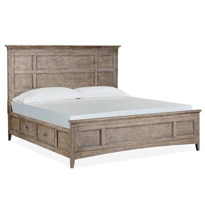 Paxton Place Dovetail Grey California King Panel Storage Bed