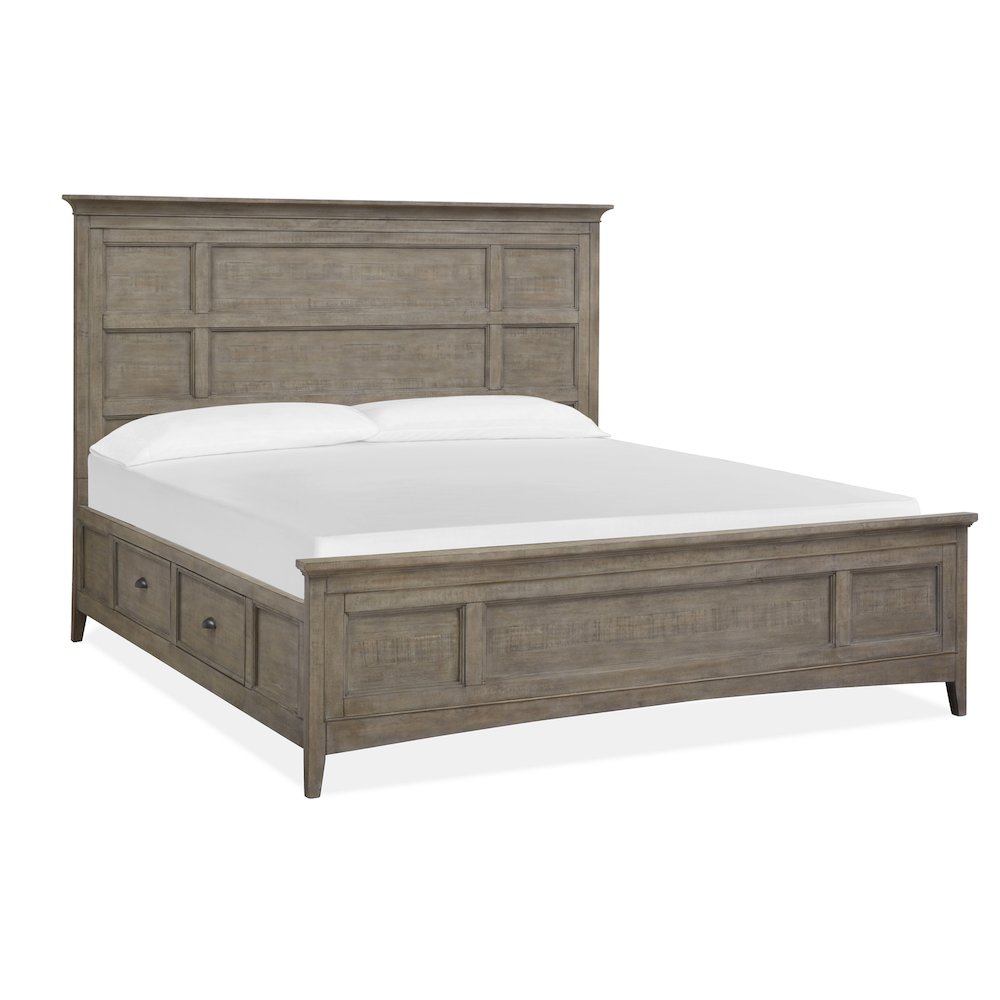 Paxton Place Dovetail Grey Queen Panel Storage Bed