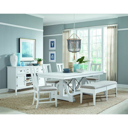 Heron Cove Chalk White And Dovetail Grey Extendable Trestle Dining Table