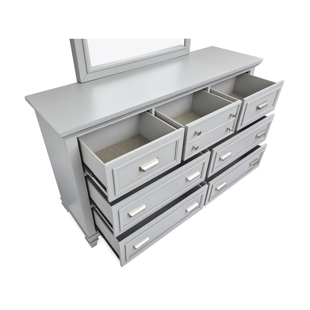 Charleston Harbor Gray Grey Drawer Dresser With Landscape Mirror