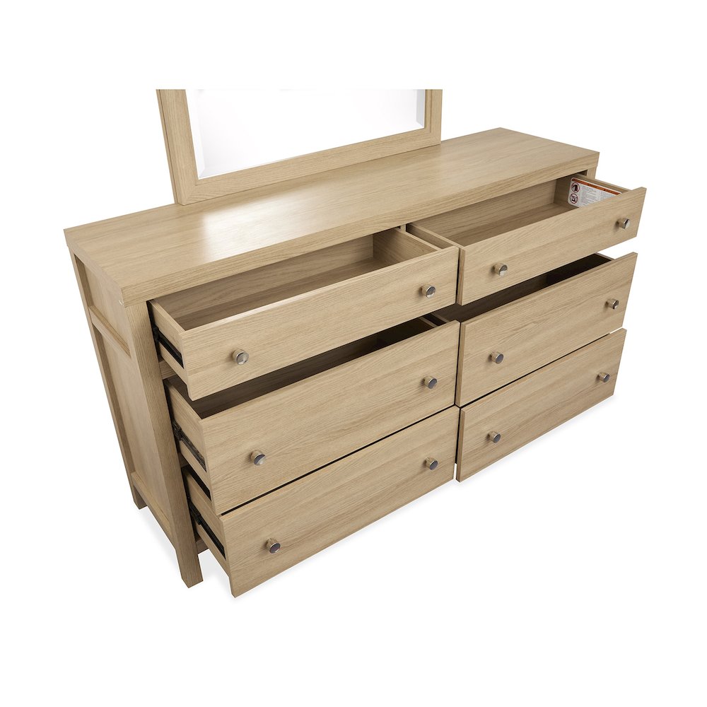 Merrifield Sandstone Beige Dresser With Portrait Mirror