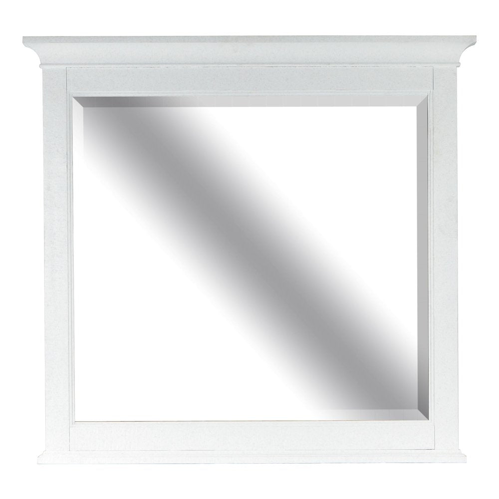 Chalk White And Dovetail Grey 2 Tone Drawer Dresser With Landscape Mirror