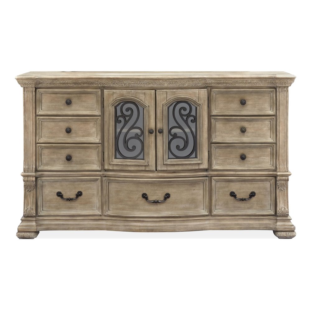 Marisol Fawn Drawer Dresser With Shaped Mirror