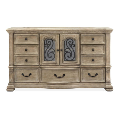 Marisol Fawn Drawer Dresser With Shaped Mirror