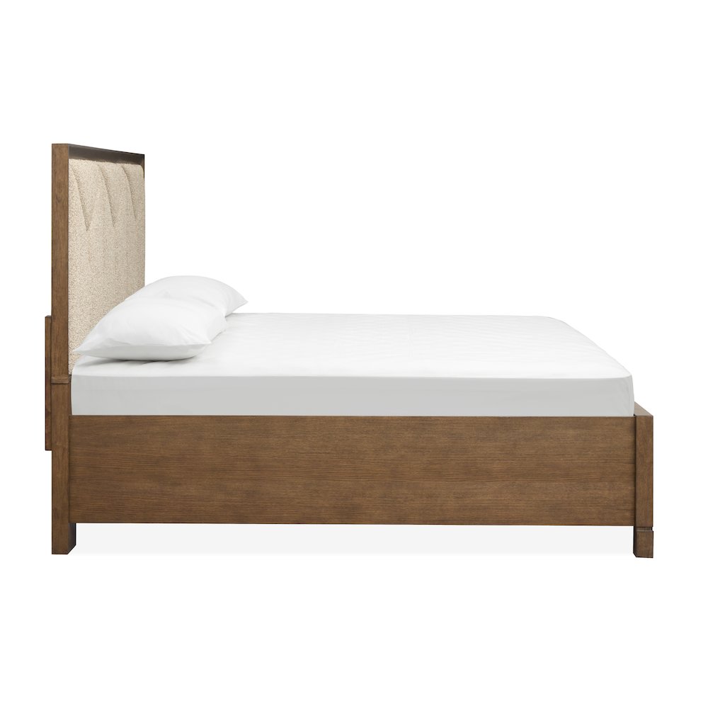 Callisto Bourbon Brown King Upholstered Panel Storage Bed