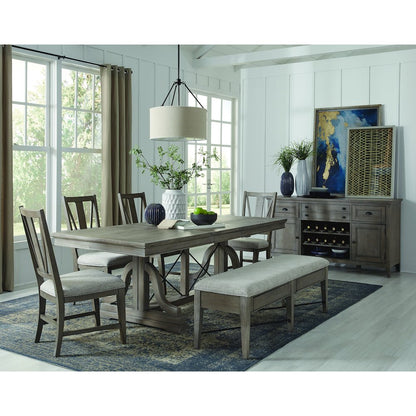 Paxton Place Dovetail Grey Extendable Trestle Dining Table
