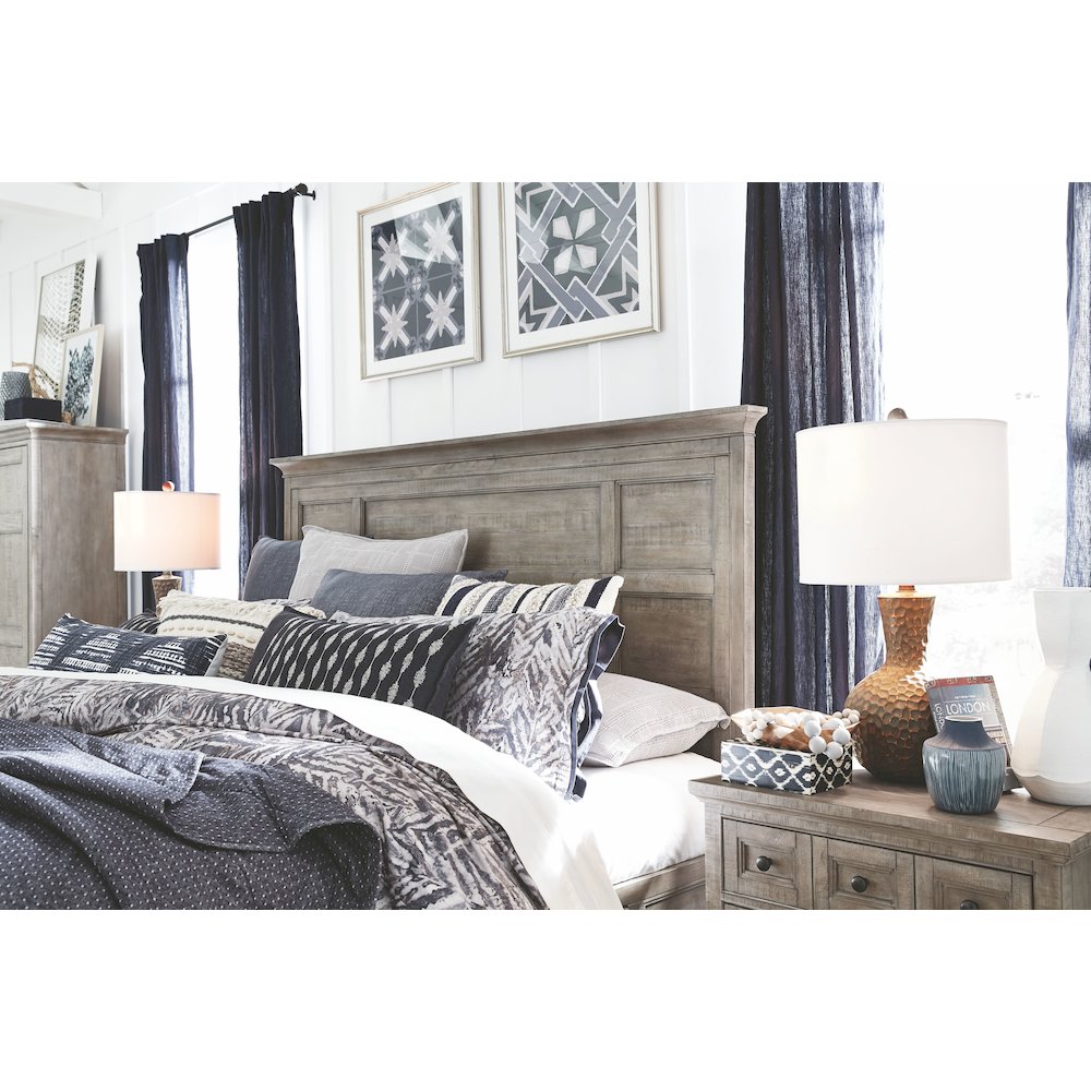 Paxton Place Dovetail Grey Queen Panel Storage Bed