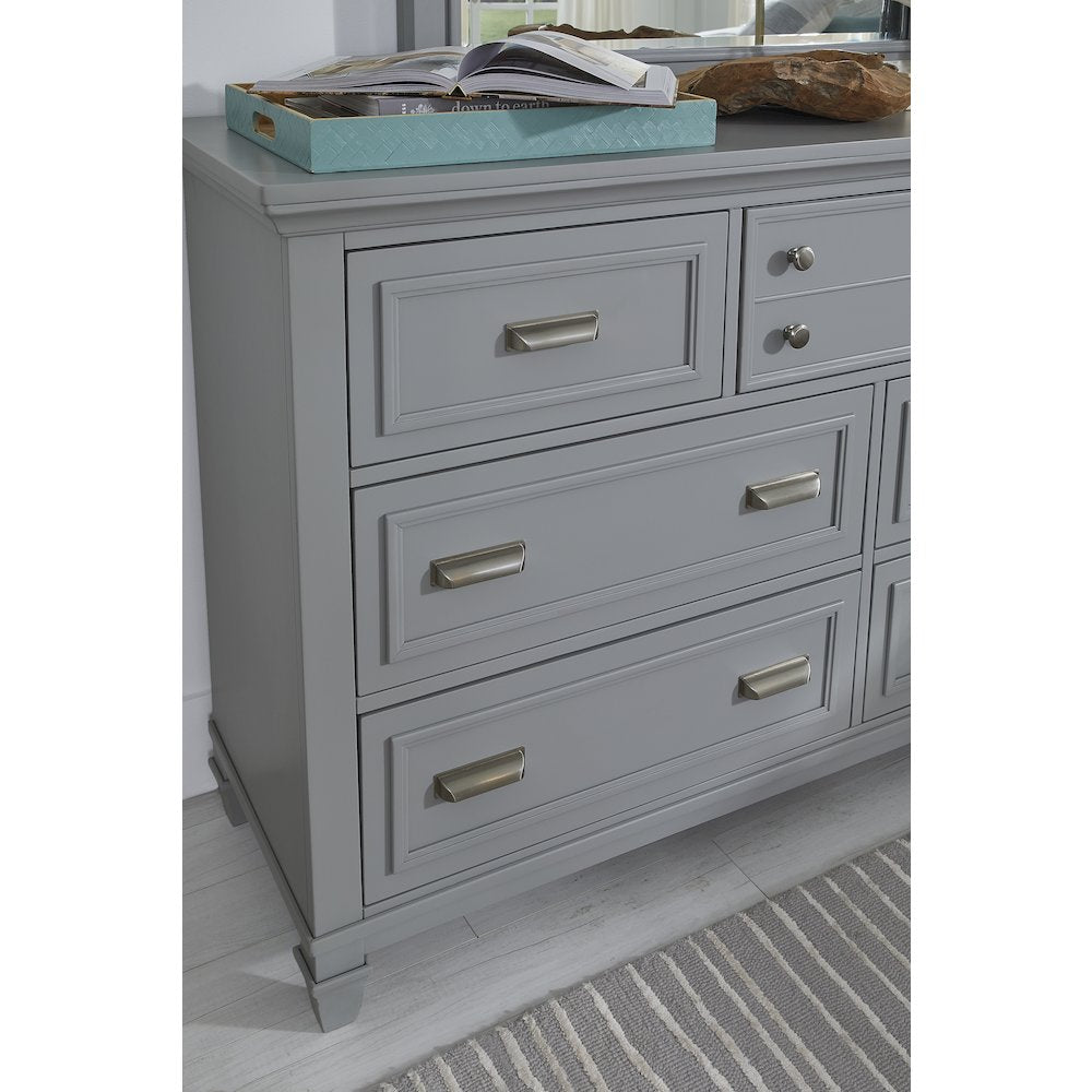 Charleston Harbor Gray Grey Drawer Dresser With Landscape Mirror