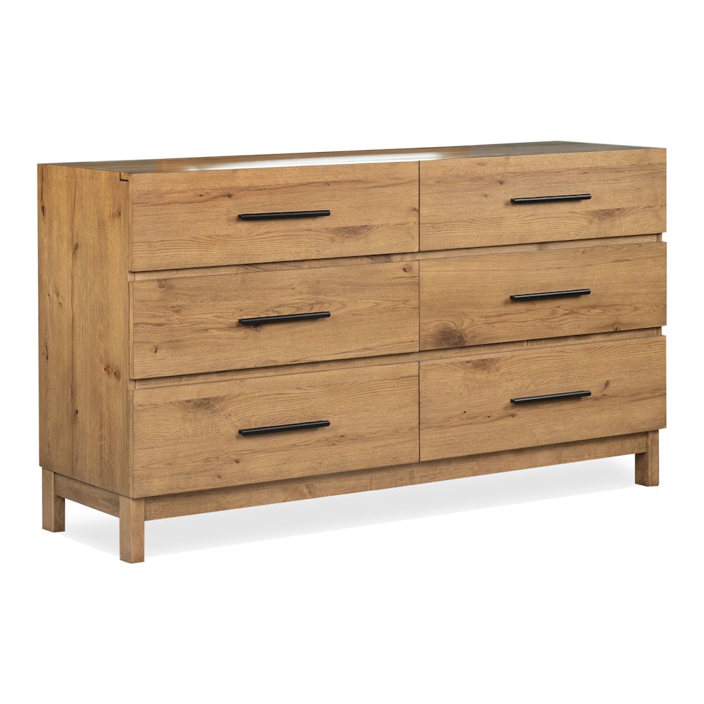 Davenport Rustic Caramel Double Drawer Dresser With Portrait Mirror