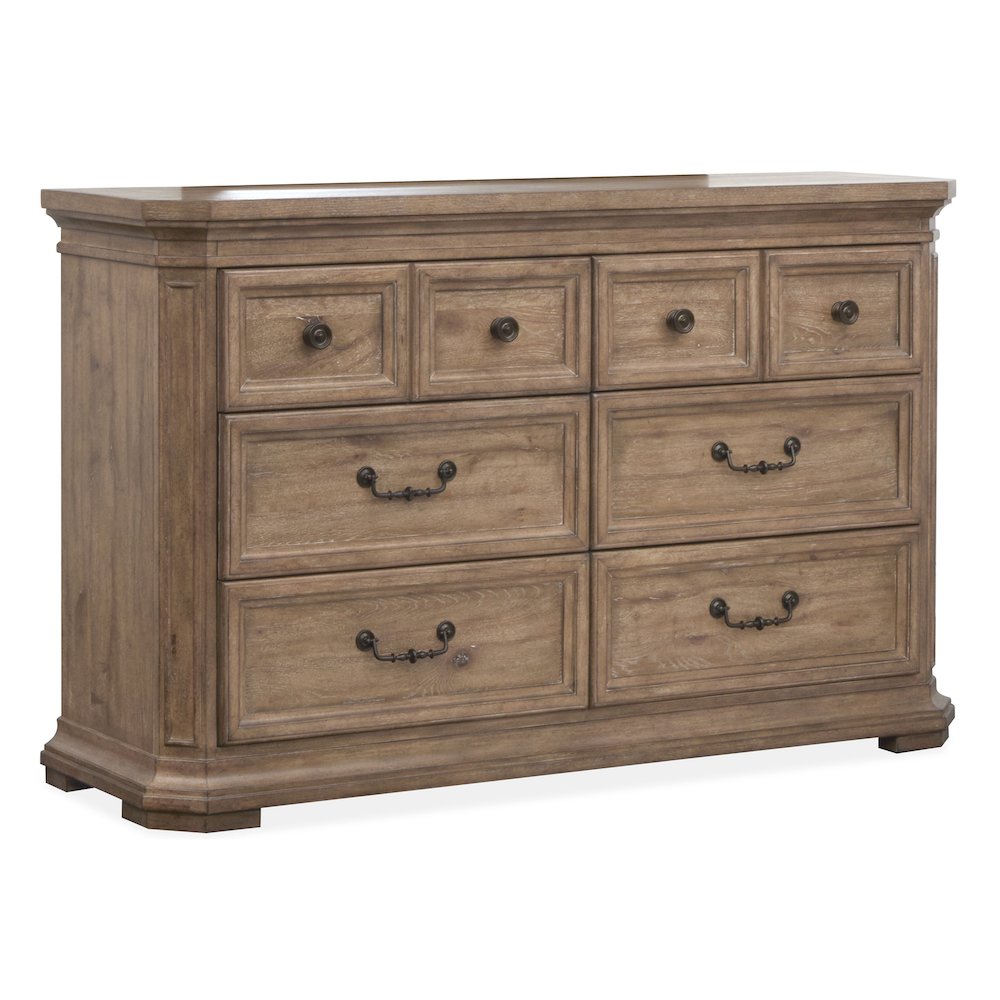 Adler Court Florentine Walnut Drawer Dresser With Landscape Mirror