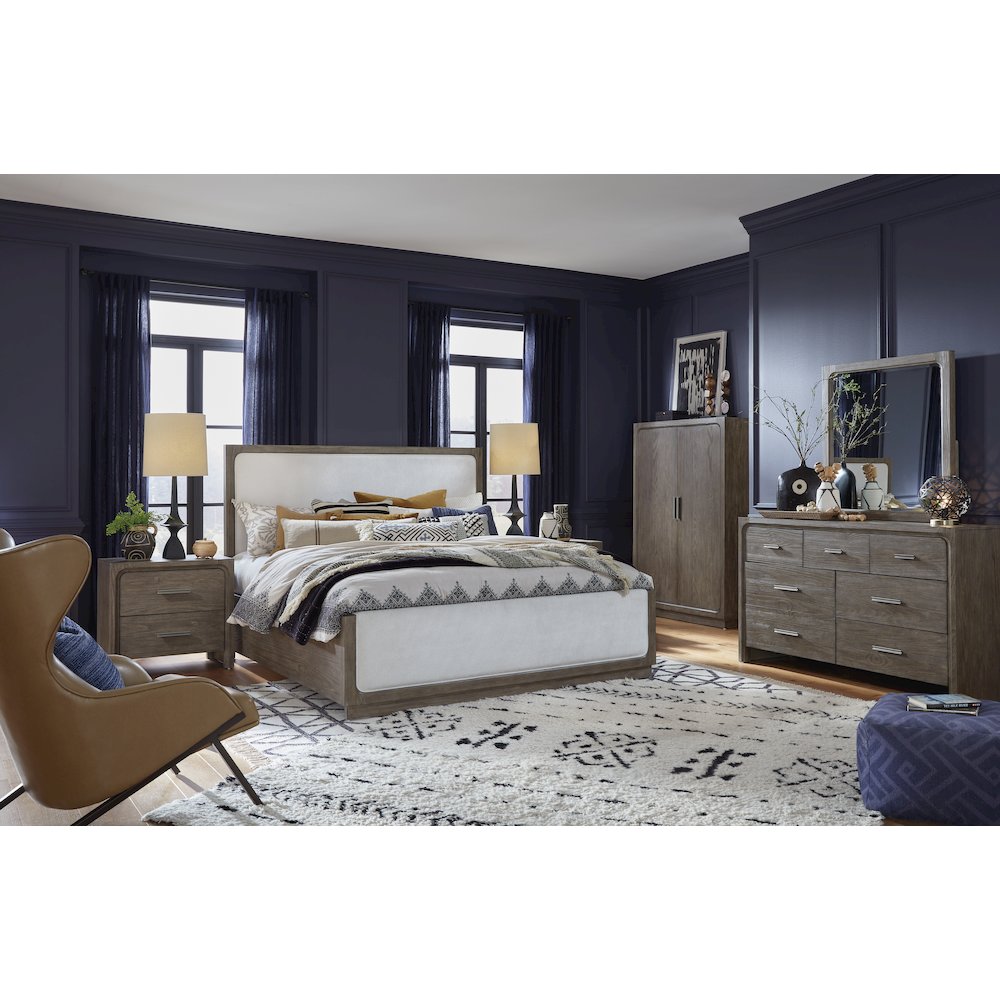 Westbourne Dark Umber Queen Upholstered Panel Bed