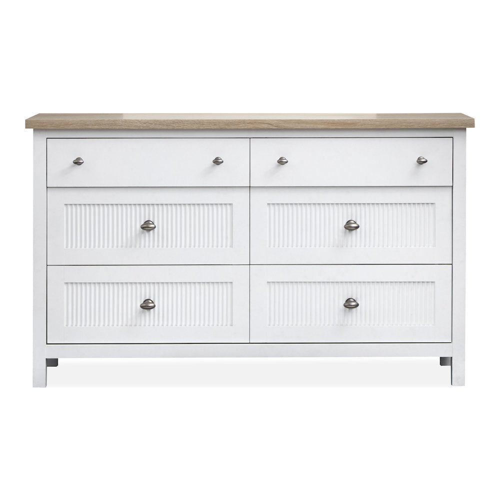 Windmill Harbour White Whisp And Sand Double Drawer Dresser With Portrait Mirror